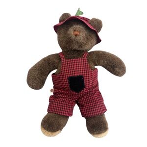 Gund Bear Tales Plush Teddy Bear Vintage 1985 Plaid Overalls